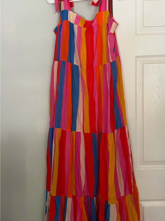 FARM Rio Dresses & Skirts - FARM Rio Multicolor Striped Maxi Dress — Pink, Red, Blue, Yellow, Orange